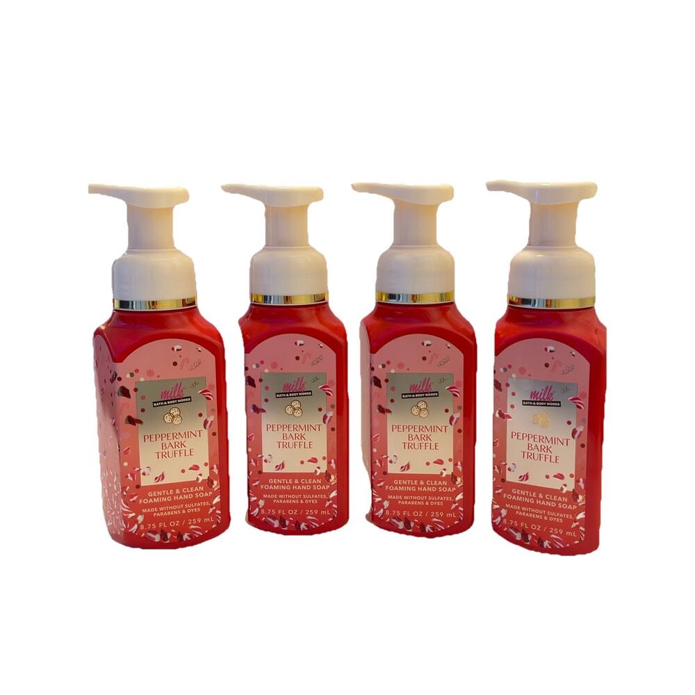 4 X Bath & Body Works PEPPERMINT BARK TRUFFLE Gentle Foaming Hand Soap 8.75 oz